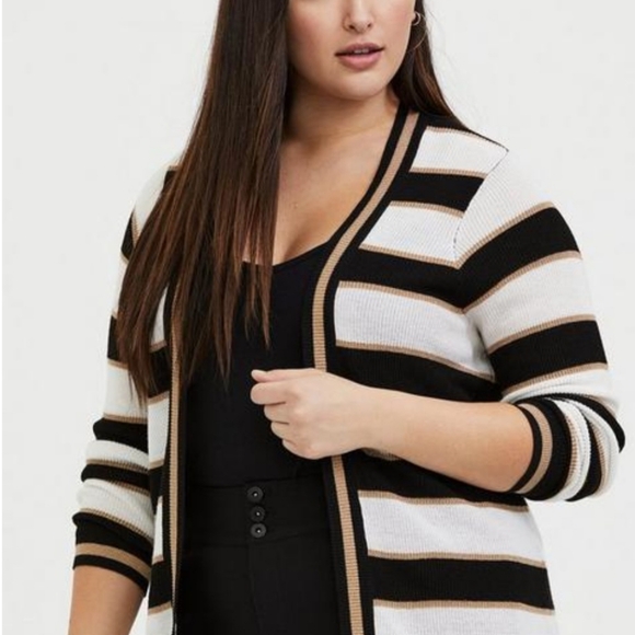 Torrid Sweater Multi Shimmer Stripe Rib Open Front Cardigan Women's 2X (18-20) - Picture 5 of 5